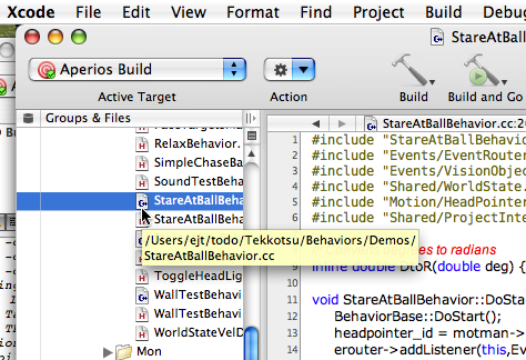 selecting the StareAtBallBehavior.cc source file