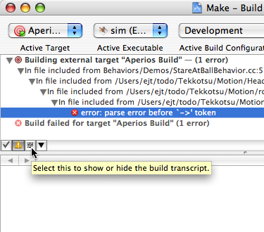 Show "build transcript"